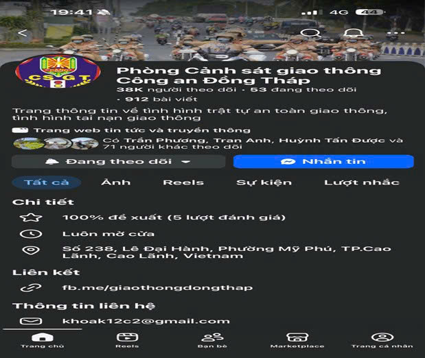 CSGT Công an tỉnh Đồng Tháp cảnh báo trang Facebook giả mạo nguy hiểm - Ảnh 1.