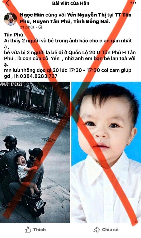 Công an lên tiếng trước thông tin "cháu bé bị 2 thanh niên bắt cóc ở Đồng Nai"- Ảnh 1. Công an lên tiếng trước thông tin "cháu bé bị 2 thanh niên bắt cóc ở Đồng Nai"- Ảnh 1.