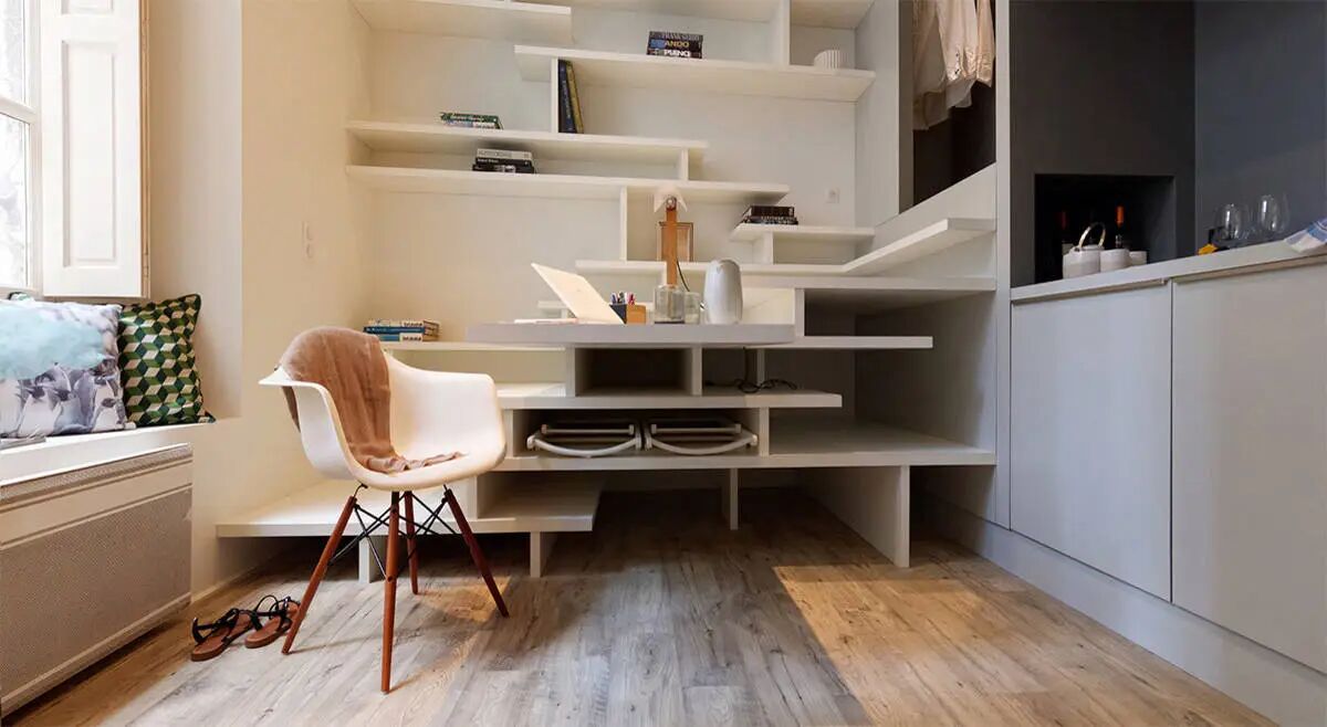 Căn hộ 27m² cũ nát lột xác khó tin: Nhét đủ giường đôi, bếp, bàn học trong 1 khối nội thất - Ảnh 6.