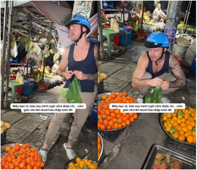 Khách Tây vừa quỳ vừa ăn ở quán vỉa hè TP.HCM: 