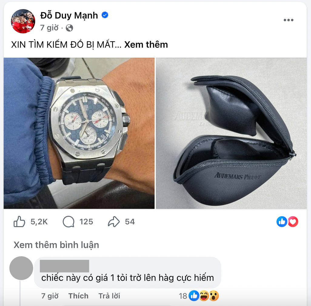 Duy Mạnh bị mất đồng hồ hiệu trị giá hơn 1 tỷ đồng- Ảnh 2.