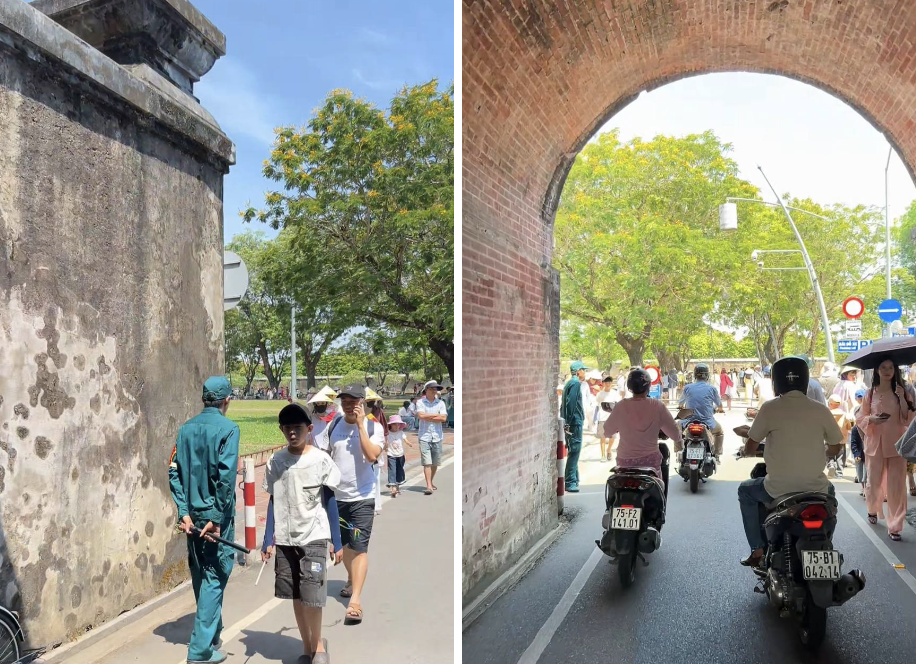 Huế ngày 1/5 mát mẻ: Đi 4 quán cà phê không còn chỗ chen, an ninh túc trực Hoàng thành vì khách đông - Ảnh 1.