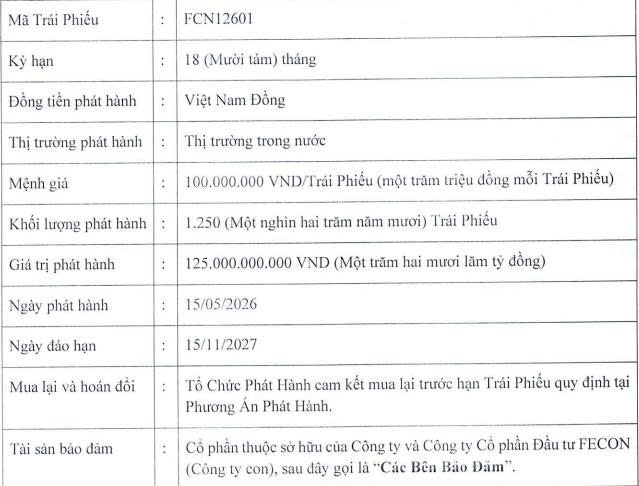 Fecon sắp phát hành lô trái phiếu 125 tỷ đồng - Ảnh 1.