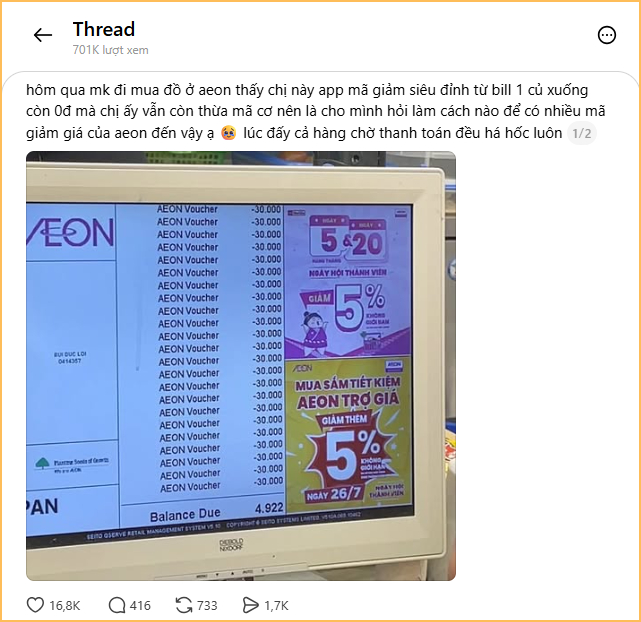 Đi siêu thị mua đồ, hóa đơn gần 7 triệu chỉ cần thanh toán 1.600 đồng: Bí quyết nằm ở 1 thao tác đơn giản chưa tới 5 giây!- Ảnh 1.