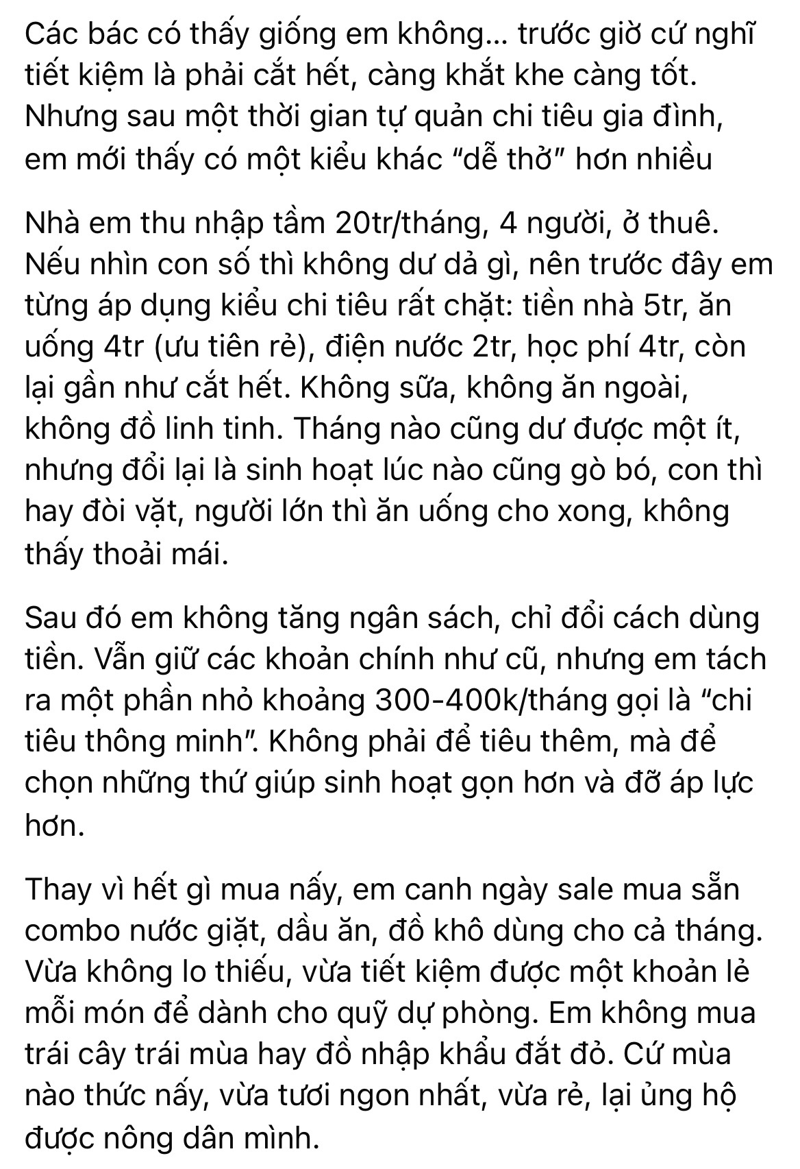 Gia đình 4 người thu nhập 20 triệu/tháng: Từng tiết kiệm được 5 triệu nhưng lúc nào cũng thấy ngột ngạt, đến khi đổi cách tiêu tiền mới dễ thở hơn- Ảnh 1.