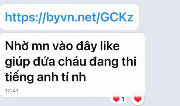Tin nhắn khiến nhiều người bị hack tài khoản Zalo, mất tiền- Ảnh 1.