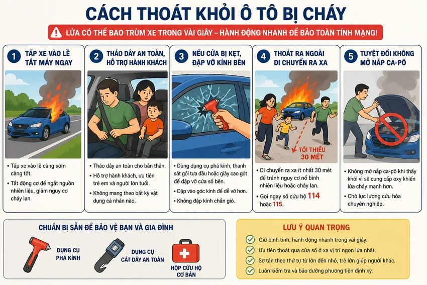 Cách thoát khỏi ô tô bị cháy: Tuyệt đối không làm điều này!- Ảnh 1.