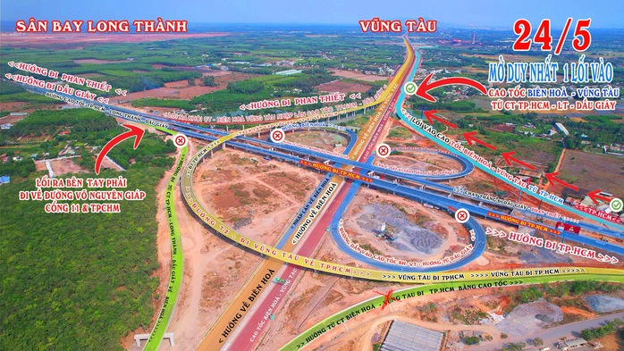 Lộ trình vào đường cao tốc Biên Hòa - Vũng Tàu từ chiều 24-5, tài xế cần lưu ý- Ảnh 1. Lộ trình vào đường cao tốc Biên Hòa - Vũng Tàu từ chiều 24-5, tài xế cần lưu ý- Ảnh 1.