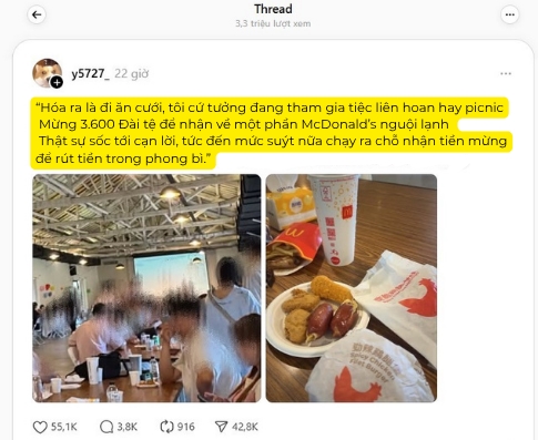 Xôn xao tiệc cưới bố trí như picnic, thực đơn là đồ ăn nhanh, khách mừng cưới 3 triệu bức xúc: “Tôi thấy mình không được tôn trọng…”- Ảnh 1.