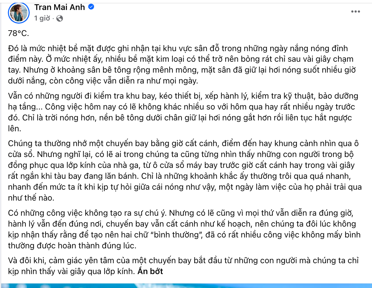 Hà Nội nóng 40 độ, sân đỗ sân bay chạm ngưỡng 78°C: Dân mạng xúc động trước những con người chỉ xuất hiện vài giây qua ô cửa máy bay- Ảnh 1.