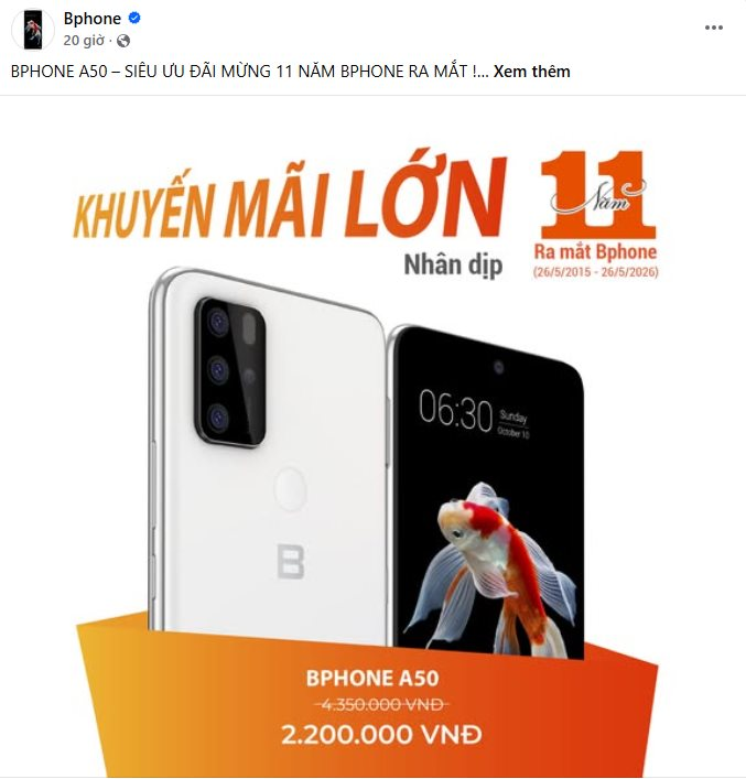 Bphone của ông Nguyễn Tử Quảng bất ngờ xuất hiện trở lại: Xả hàng, giảm 49%- Ảnh 1.