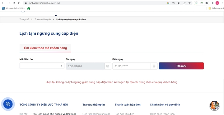 Hướng dẫn cách tra cứu lịch cúp điện tại Hà Nội- Ảnh 2.
