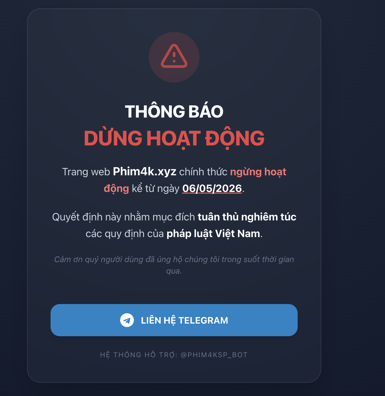 Website phim lậu Cò TV, Phim4k.xyz, Thìa Phim,... chính thức đóng cửa - Ảnh 1.