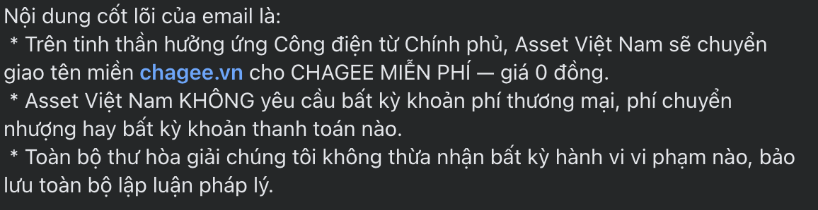 Vụ Chagee.vn: Đề xuất 'chuyển giao tên miền cho hãng trà sữa với giá 0 đồng' - Ảnh 1.