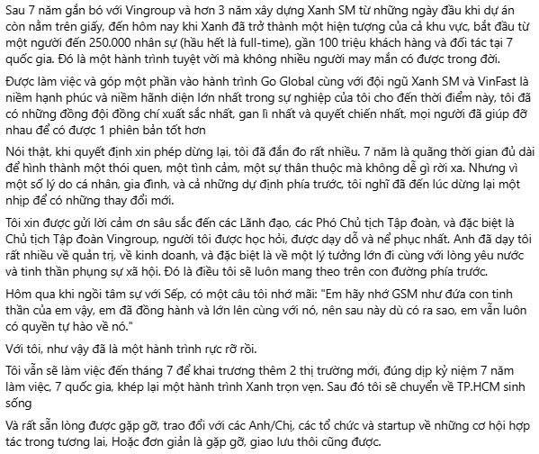 Ông Nguyễn Văn Thanh lên tiếng sau màn đổi ngôi Tổng giám đốc Green SM: 'Đã đến lúc dừng lại một nhịp để có những thay đổi mới' - Ảnh 3.