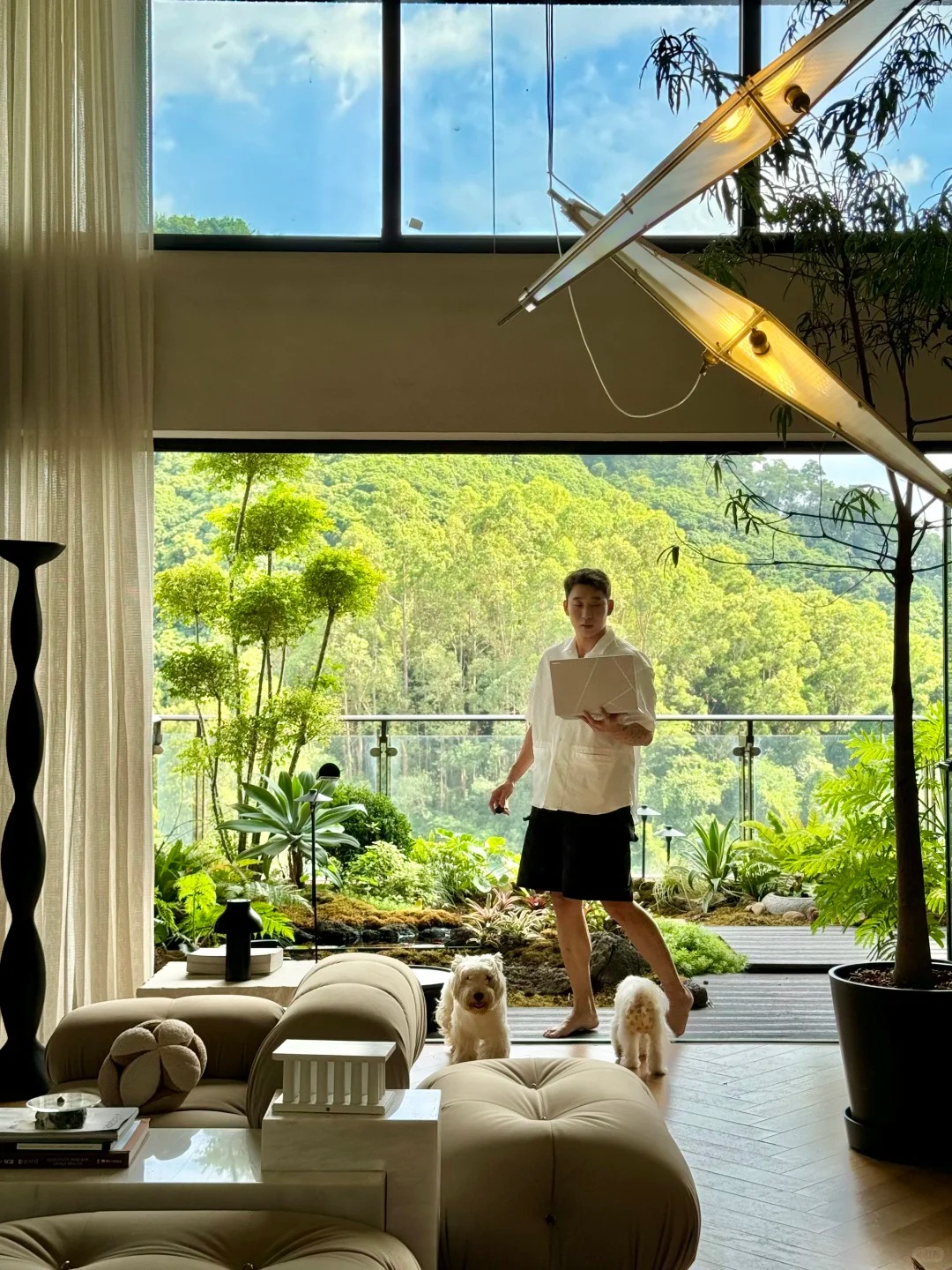 Hồ cá Koi trên ban công, cửa sổ view "4 mùa" của chàng trai lên núi xây nhà sống cùng 4 chú chó- Ảnh 1.