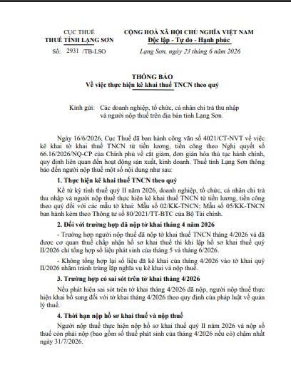 Thông báo quan trọng từ cơ quan thuế- Ảnh 1.