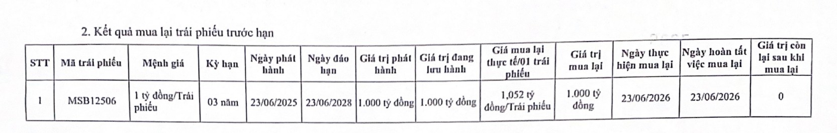 MSB tất toán lô trái phiếu 1.000 tỷ đồng chỉ sau 1 năm phát hành- Ảnh 1.