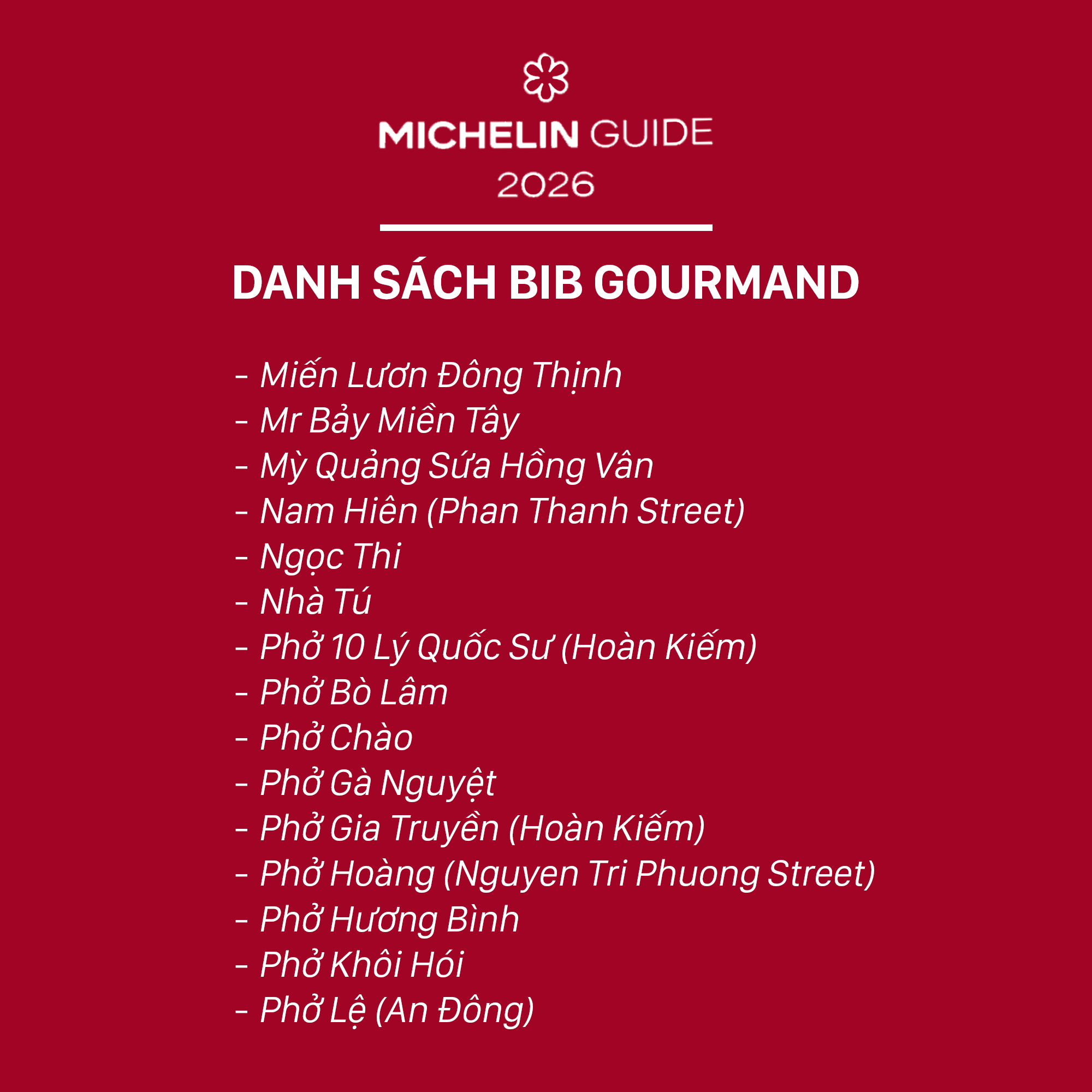 Michelin 2026 bùng nổ tranh cãi: Không hề có bánh mì trong danh sách Bib Gourmand, Bánh cuốn Bà Hoành lọt top gây khó hiểu - Ảnh 10.
