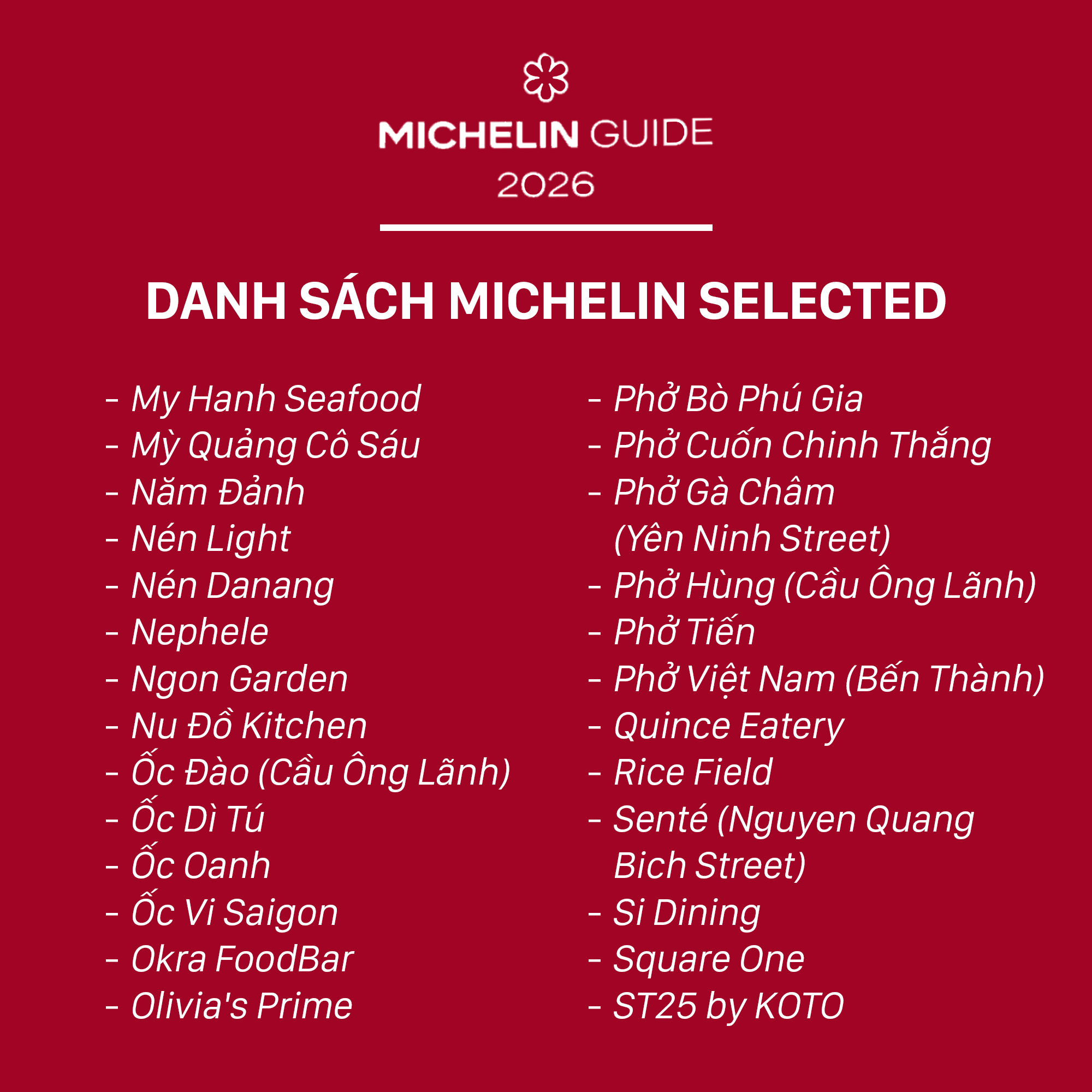 Michelin 2026 bùng nổ tranh cãi: Không hề có bánh mì trong danh sách Bib Gourmand, Bánh cuốn Bà Hoành lọt top gây khó hiểu - Ảnh 16.