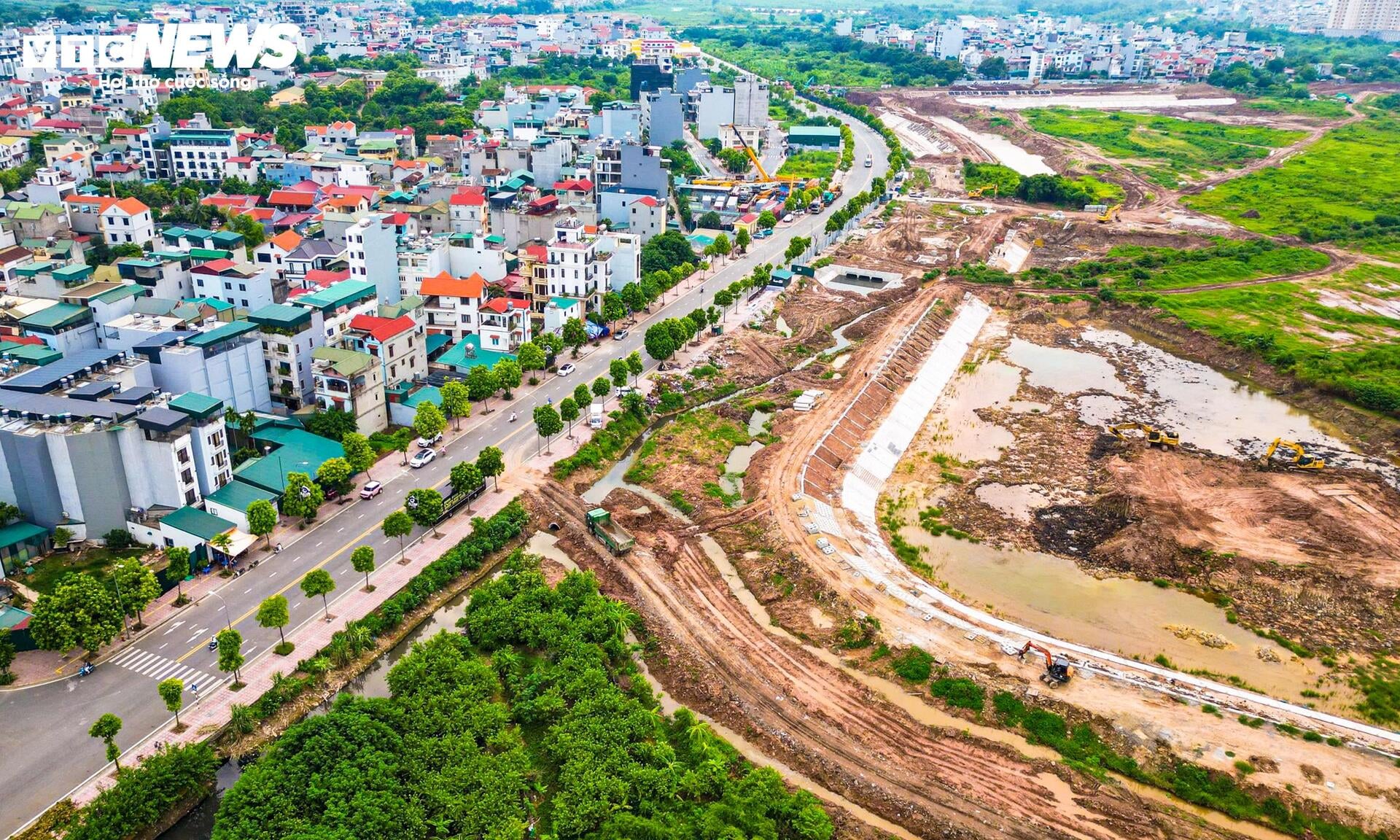 Cận cảnh hồ điều hòa hơn 30 ha đang thành hình ở cửa ngõ phía Đông Hà Nội- Ảnh 2.