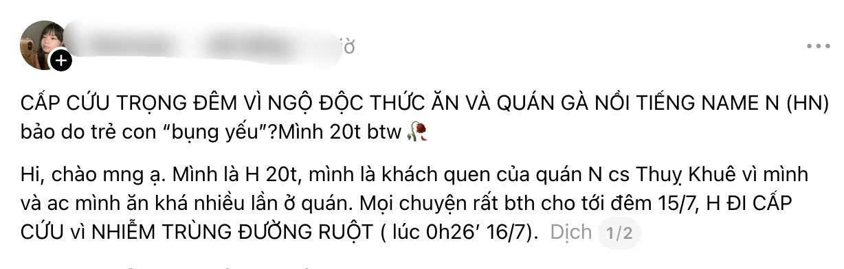 Bị tố làm khách bị ngộ độc, PHẢI ĐI CẤP CỨU vì NHIỄM TRÙNG ĐƯỜNG RUỘT: Đại diện Nollowa Chicken Thụy Khuê (Hà Nội) nói gì?- Ảnh 1.