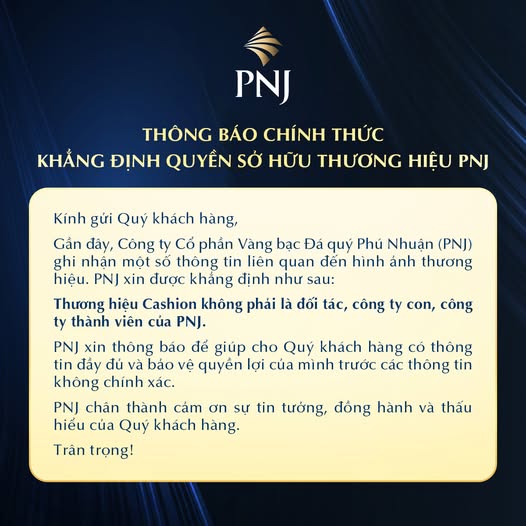 PNJ khẳng định đã thoái toàn bộ vốn khỏi Người Bạn Vàng, không liên quan đến chuỗi kim cương Cashion vừa tạm dừng hoạt động- Ảnh 1. PNJ khẳng định đã thoái toàn bộ vốn khỏi Người Bạn Vàng, không liên quan đến chuỗi kim cương Cashion vừa tạm dừng hoạt động- Ảnh 1.