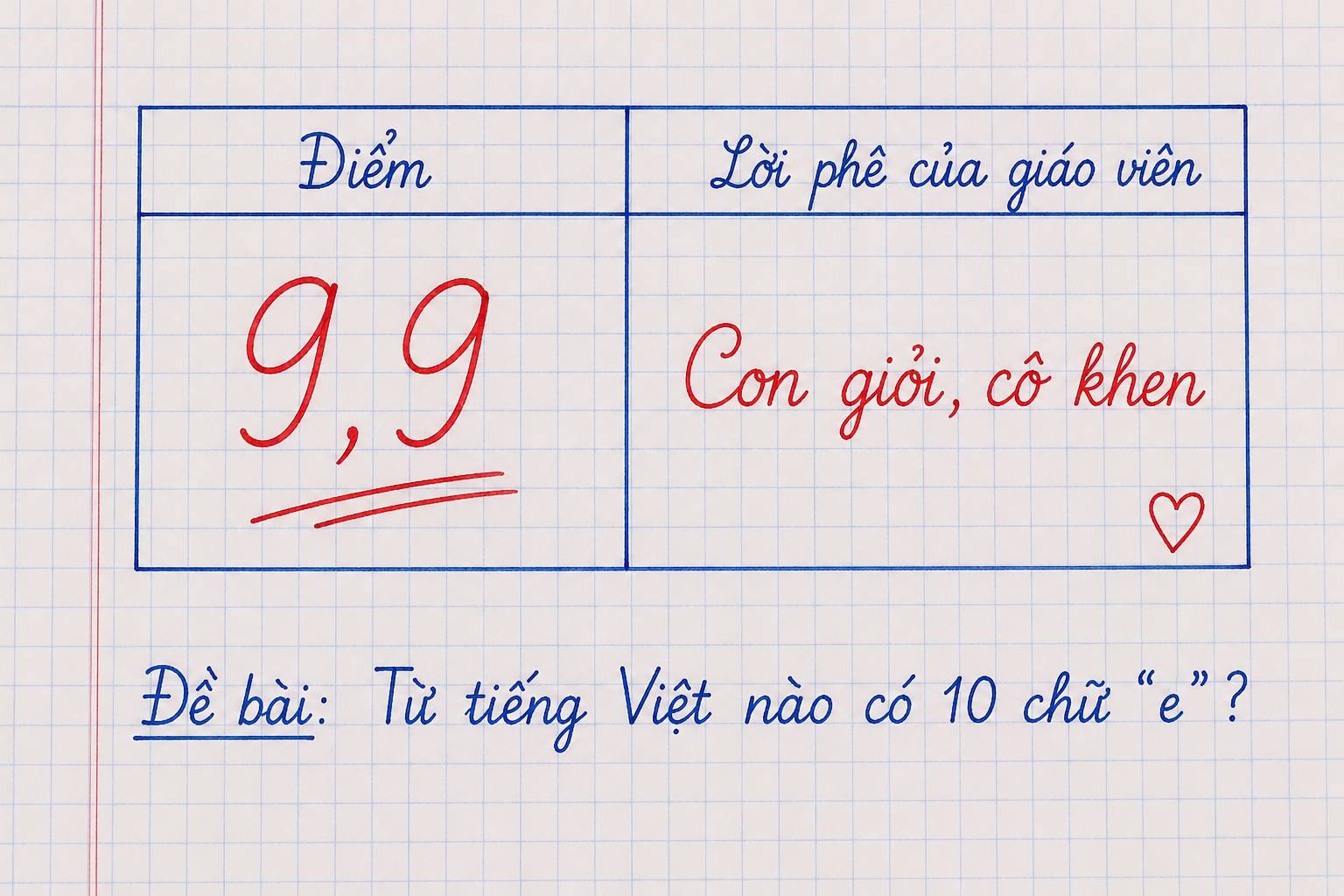 Từ tiếng Việt nào có 10 chữ E? - Nhìn quen mà chưa chắc đoán ra - Ảnh 1.