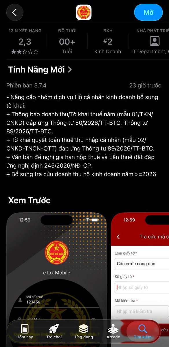 Thông báo quan trọng về eTax Mobile, tất cả cá nhân, hộ kinh doanh cần kiểm tra ngay- Ảnh 1.
