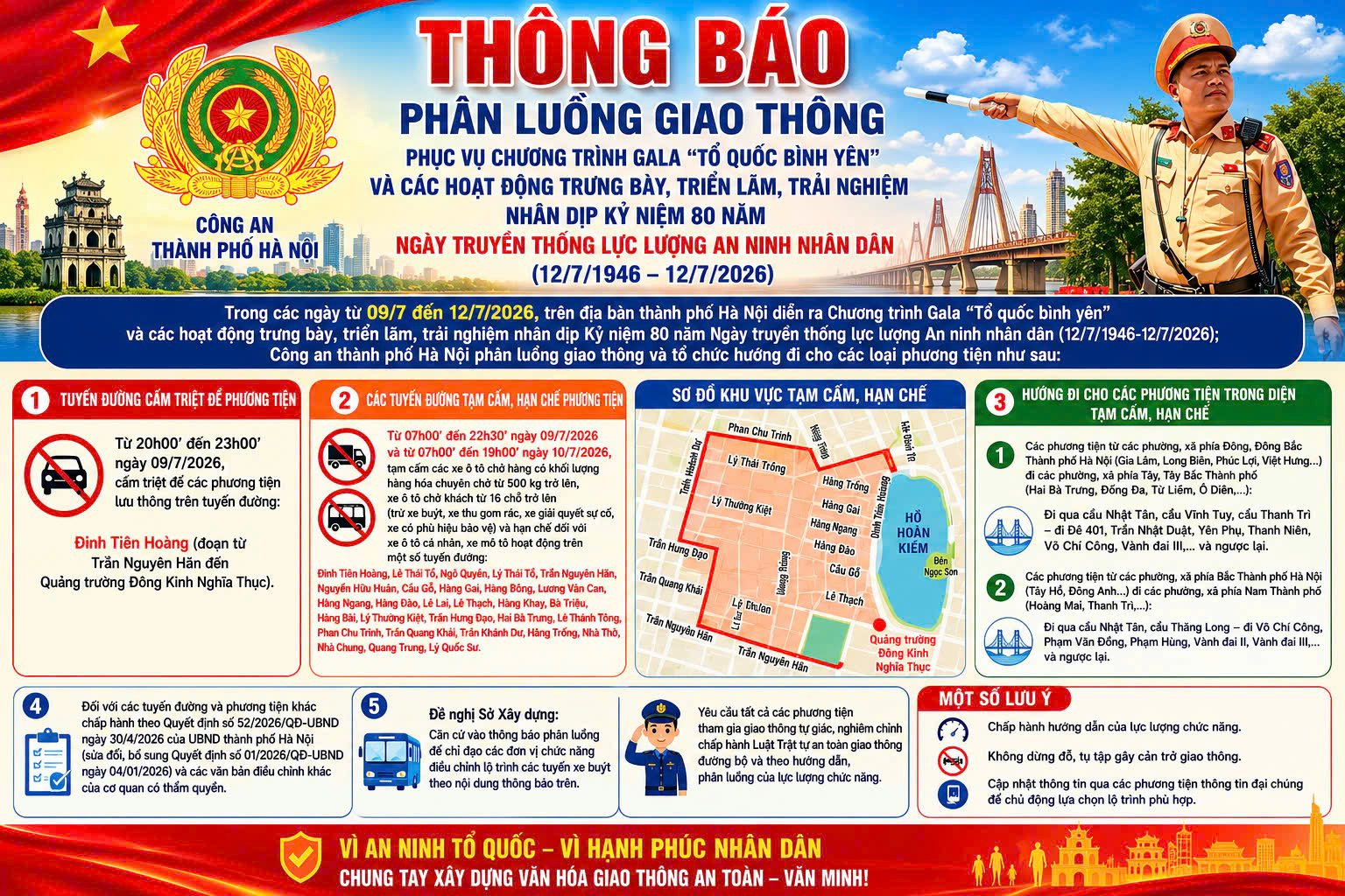 Công an Hà Nội thông báo nóng tới tất cả người tham gia giao thông từ 7h sáng ngày 9/7- Ảnh 1.