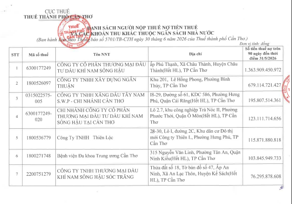 Cơ quan thuế công khai danh sách 722 người nộp thuế chưa hoàn thành nghĩa vụ về thuế- Ảnh 1.