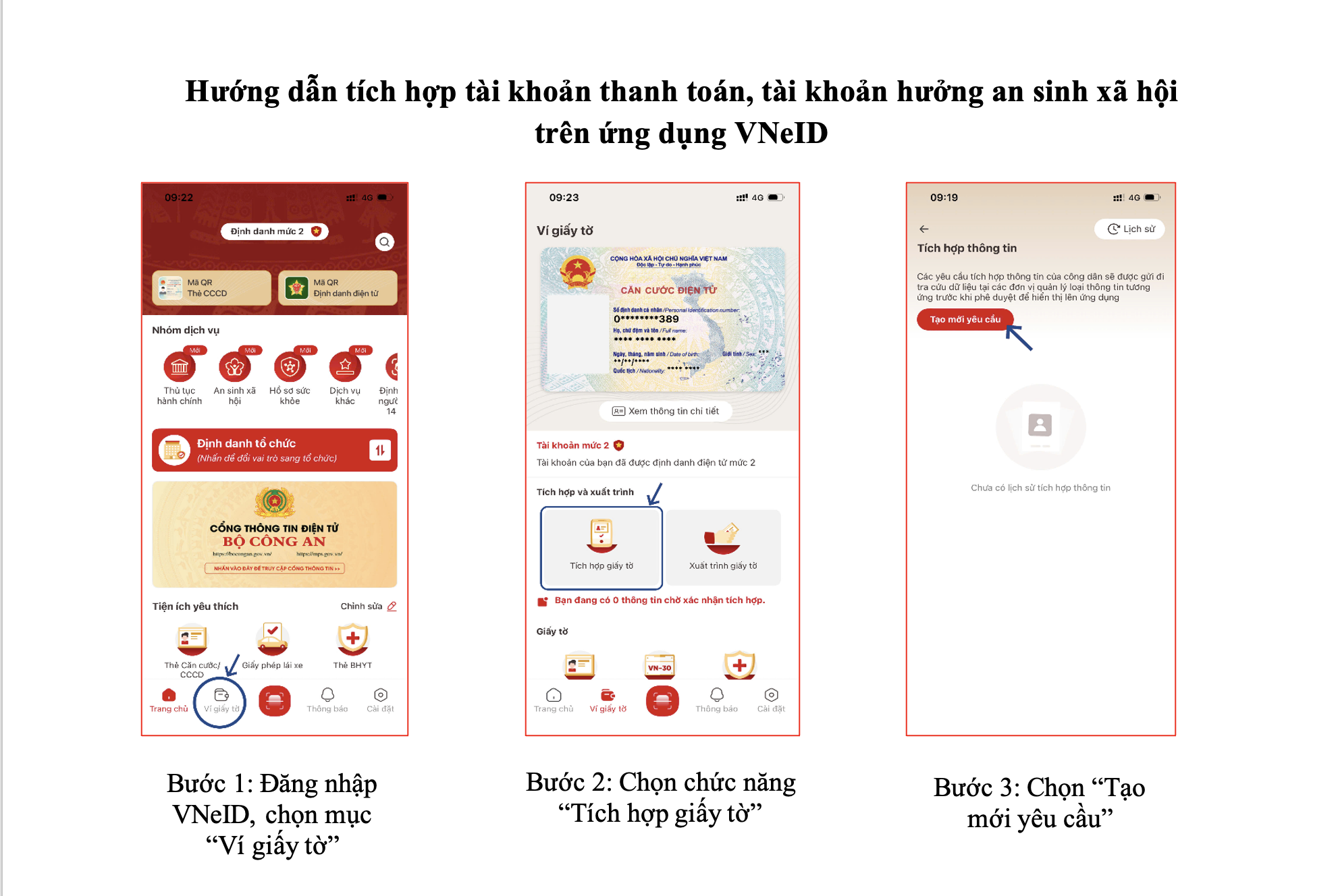 Bộ Công an hướng dẫn tích hợp tài khoản thanh toán, an sinh xã hội trên VNeID - Ảnh 1.