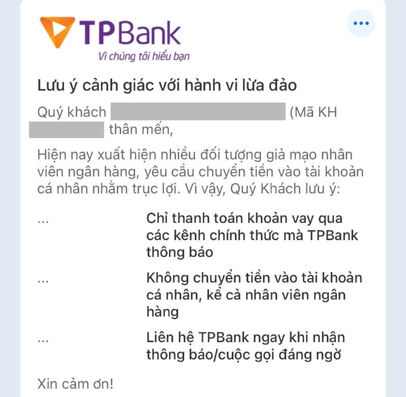 Một ngân hàng thông báo tới toàn bộ khách hàng: Trường hợp cần cảnh giác khi giao dịch chuyển khoản- Ảnh 1.