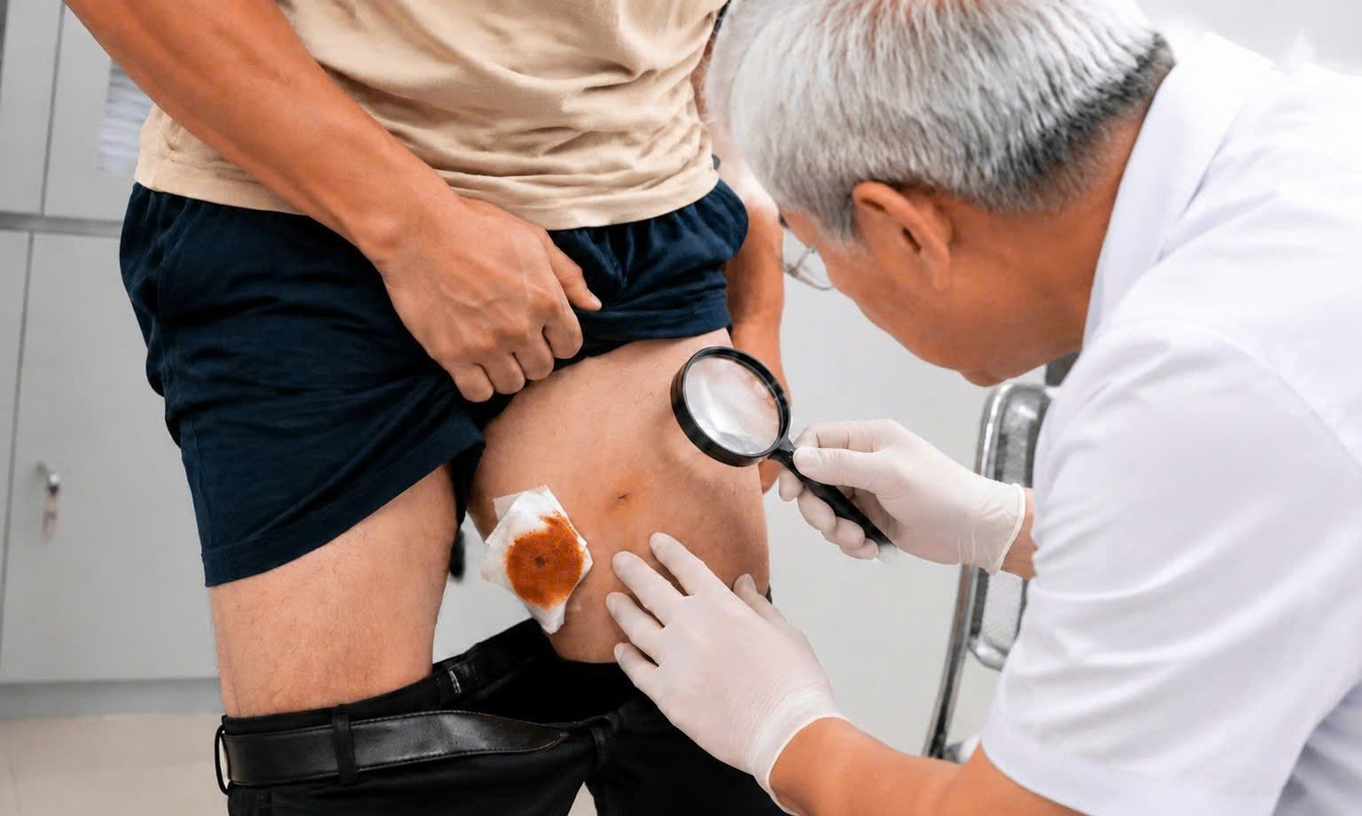 Bác sĩ kéo "thứ lạ" dài 7cm trong đùi người đàn ông Hà Nội: Nghi do một lần đi tắm cùng bạn bè- Ảnh 2.