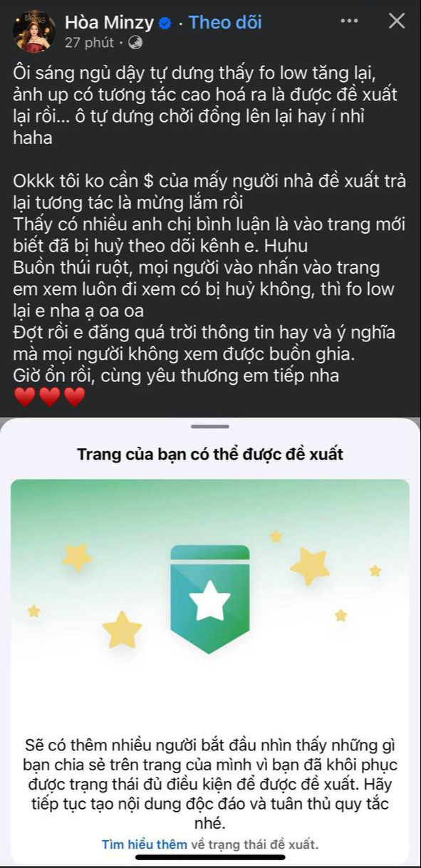 Xôn xao thông tin Hòa Minzy và nhiều fanpage lớn bị “gắn cờ”, mất đề xuất sau khi bật kiếm tiền Facebook- Ảnh 5.