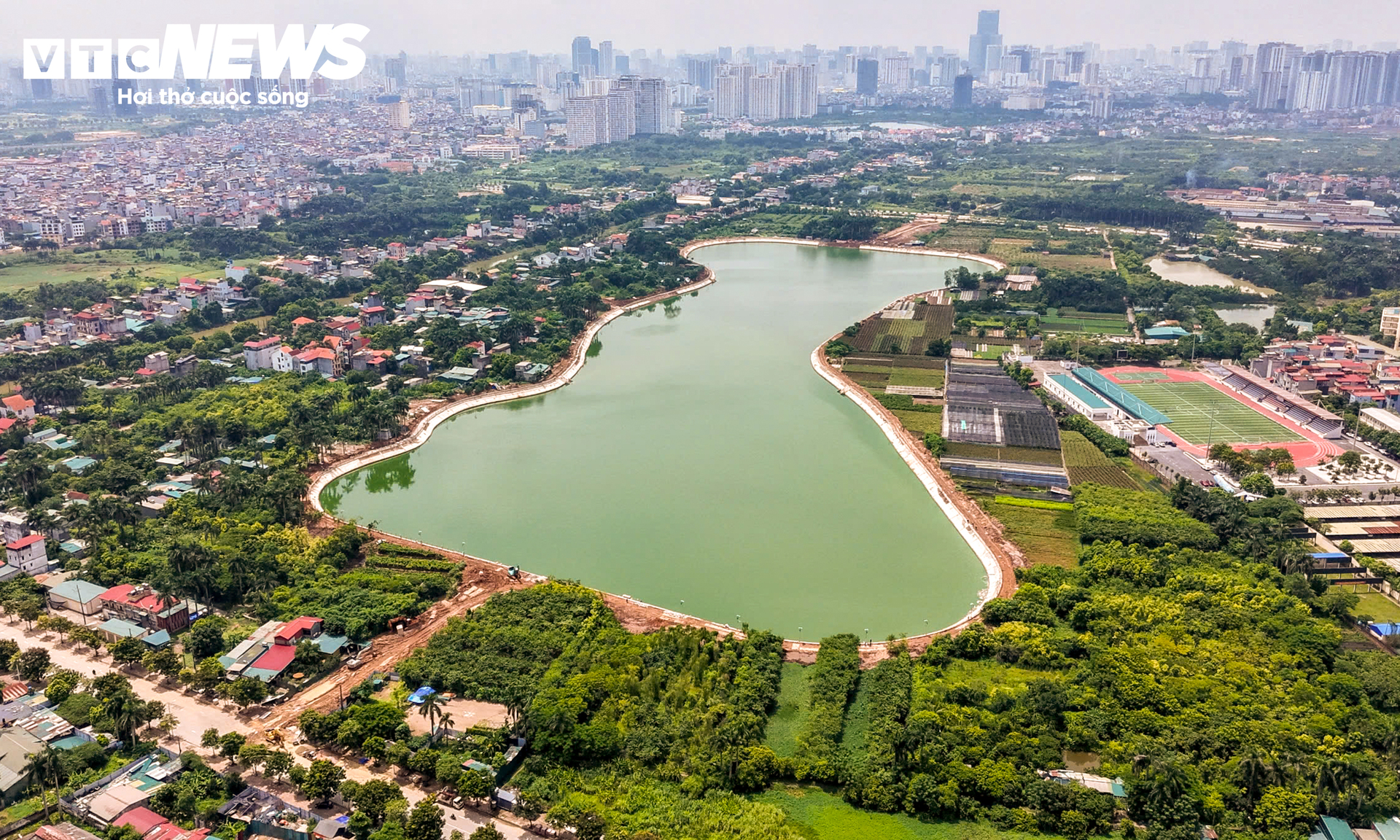 Nhìn từ trên cao hồ điều hòa 717 tỷ đồng phía Tây Bắc Hà Nội- Ảnh 6.
