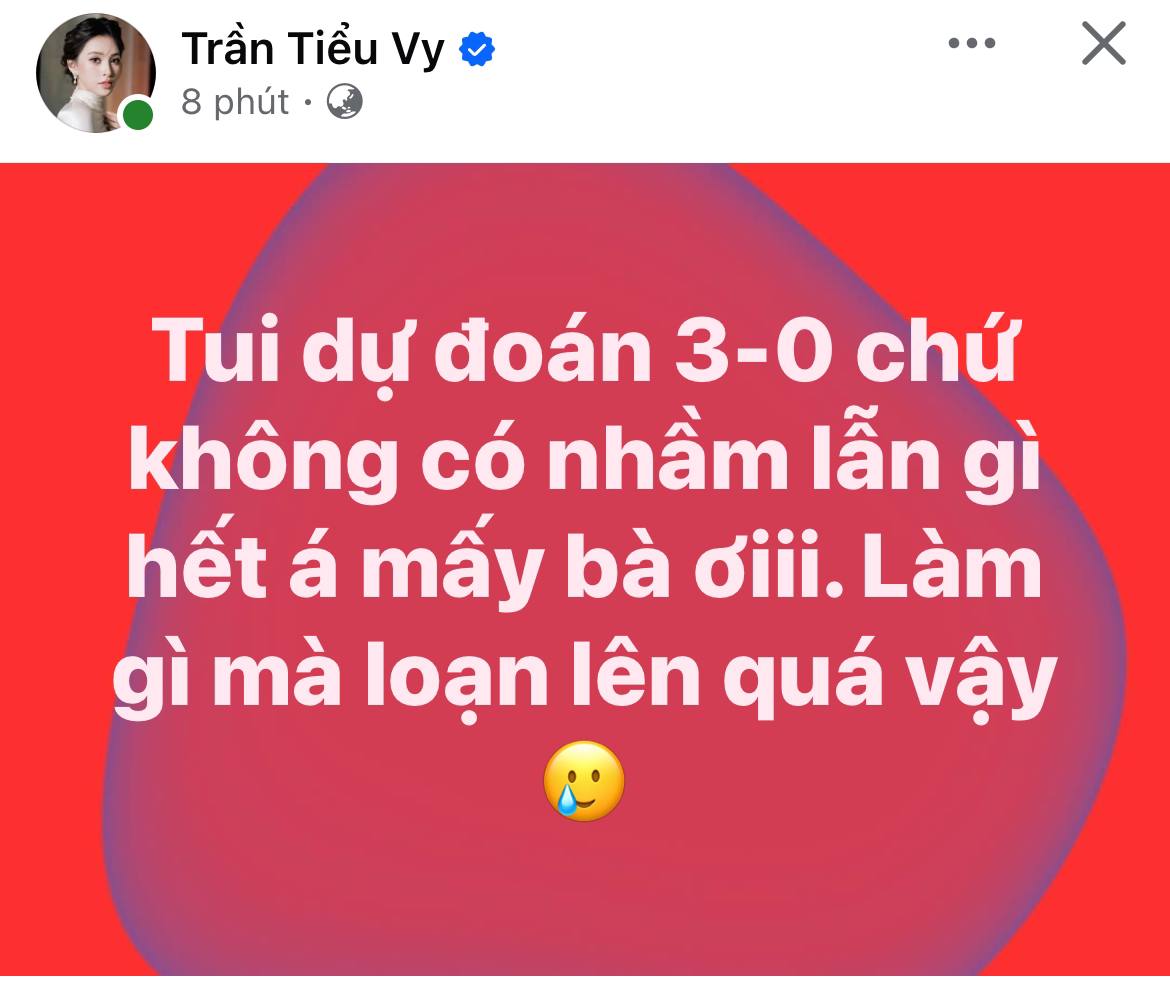 Dàn sao sau chiến thắng của đội tuyển Việt Nam: Tiểu Vy đính chính gấp, Mỹ Tâm vỡ oà, 1 nàng hậu xuống phố!- Ảnh 1. Dàn sao sau chiến thắng của đội tuyển Việt Nam: Tiểu Vy đính chính gấp, Mỹ Tâm vỡ oà, 1 nàng hậu xuống phố!- Ảnh 1.