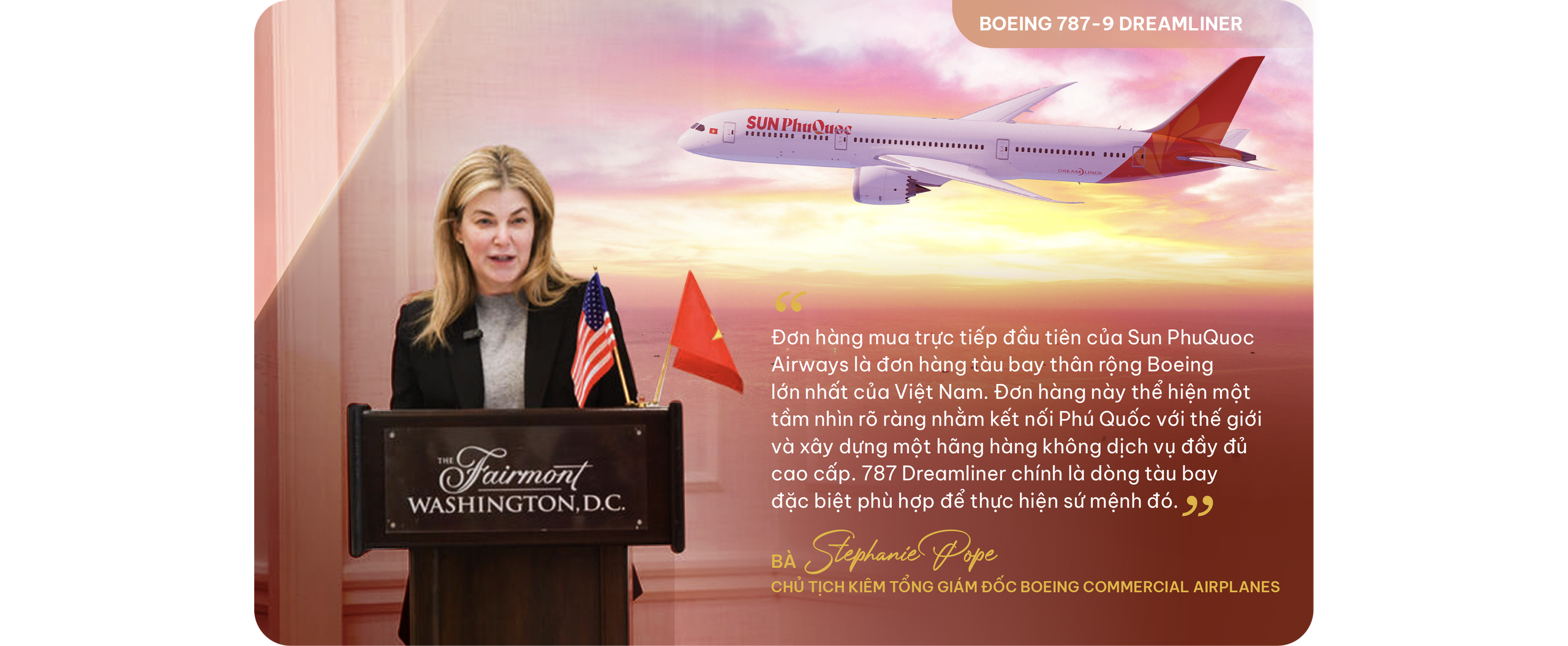 Boeing 787-9 Dreamliner và bà Stephanie Pope