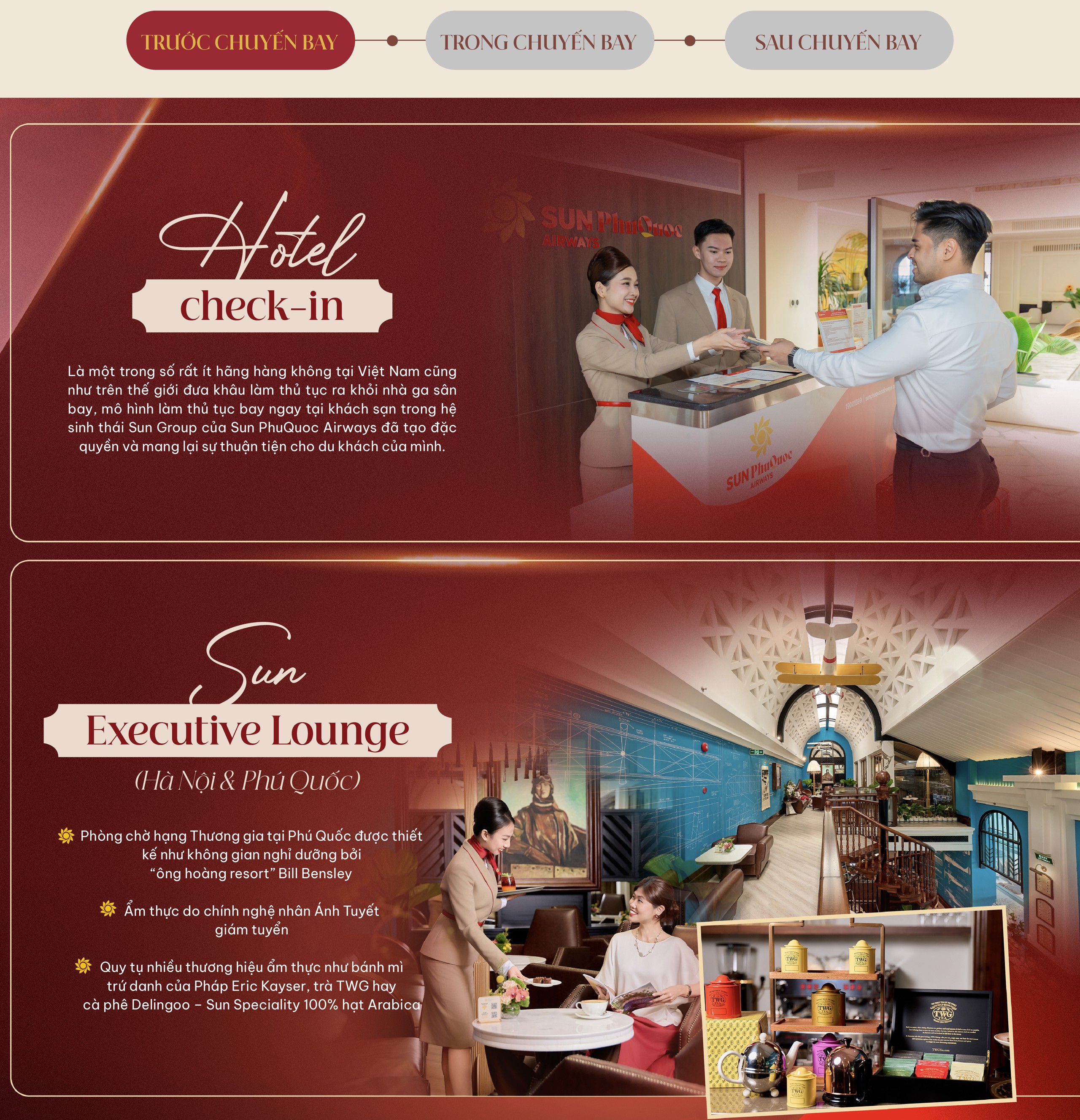 Trải nghiệm trước chuyến bay