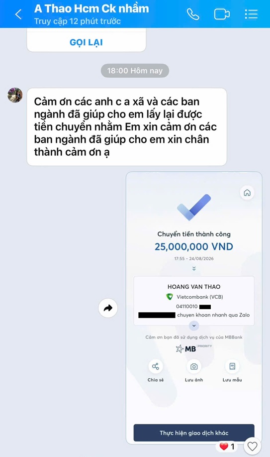 Người phụ nữ lo lắng suốt 45 ngày vì giao dịch chuyển khoản 10 triệu đồng, công an tiến hành xác minh và đối chiếu thông tin - Ảnh 3.
