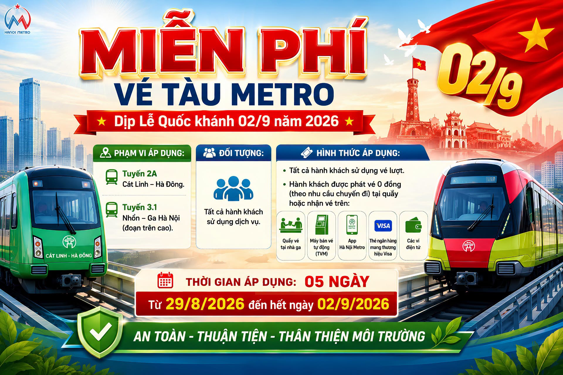 Tin vui cho tất cả người dân Hà Nội vào đúng dịp Quốc khánh 2/9: Một dịch vụ được miễn phí 100%- Ảnh 2.