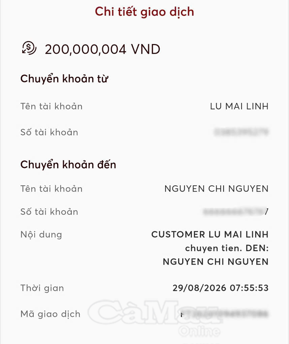 Công an xác minh giao dịch 200.000.000 đồng chuyển vào tài khoản của Lữ Mai Linh- Ảnh 2.