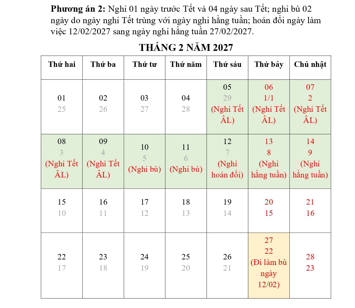 Đề xuất phương án NGHỈ TẾT NGUYÊN ĐÁN ĐINH MÙI, NGHỈ LỄ QUỐC KHÁNH 2027- Ảnh 3.