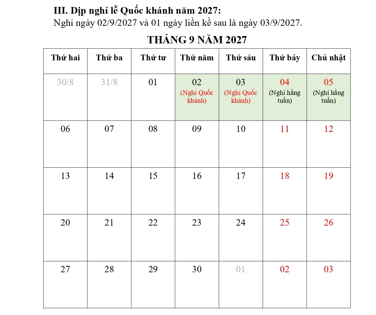 Đề xuất phương án NGHỈ TẾT NGUYÊN ĐÁN ĐINH MÙI, NGHỈ LỄ QUỐC KHÁNH 2027- Ảnh 5.
