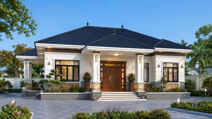Chi phí xây nhà mái Nhật 1 tầng 3 phòng ngủ 100m² bao nhiêu?- Ảnh 1.