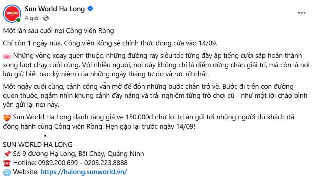 Một công viên giải trí quy mô lớn bậc nhất miền Bắc bất ngờ thông báo dừng hoạt động - Ảnh 1.