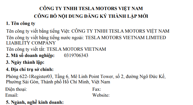 Nóng: Tesla của tỷ phú Elon Musk lập công ty tại Việt Nam- Ảnh 1.