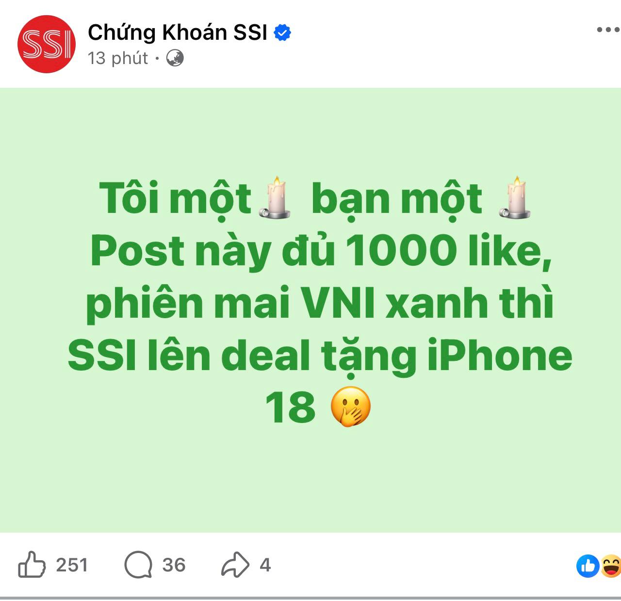 Chứng khoán SSI “treo thưởng” iPhone 18 nếu VN-Index xanh trong phiên 22/9- Ảnh 1.