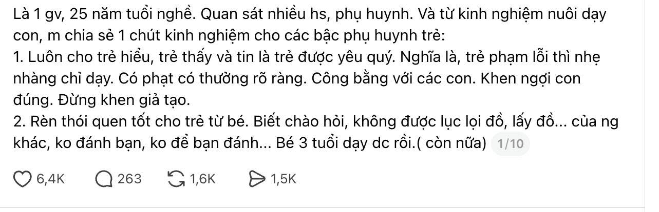 Lời nhắn gửi phụ huynh Việt của một cô giáo 25 năm kinh nghiệm nhận gần 7 nghìn lượt yêu thích: Ước bố mẹ đọc được sớm hơn!- Ảnh 1.