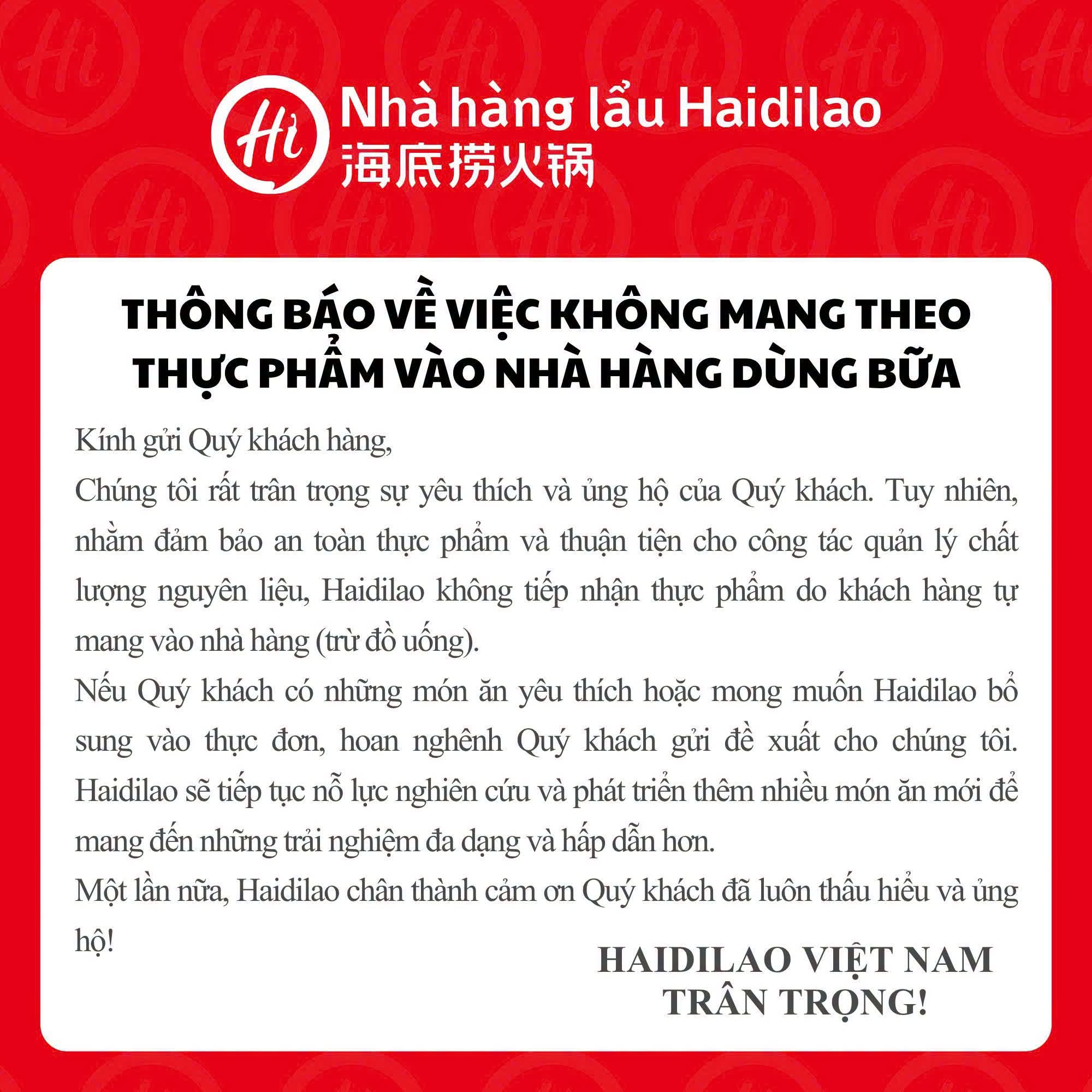Chuỗi nhà hàng lẩu nổi tiếng từ Trung Quốc bất ngờ thông báo nóng tới toàn bộ khách hàng Việt Nam - Ảnh 1.